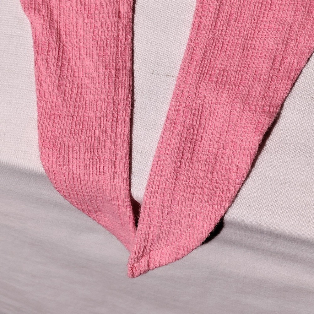 J. Crew Factory Size S Textured Tie Front Button Up Shirt Blouse Stretch Pink - Picture 12 of 16